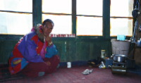 Monk preparing tea