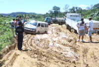 Vehicles trapped in mud